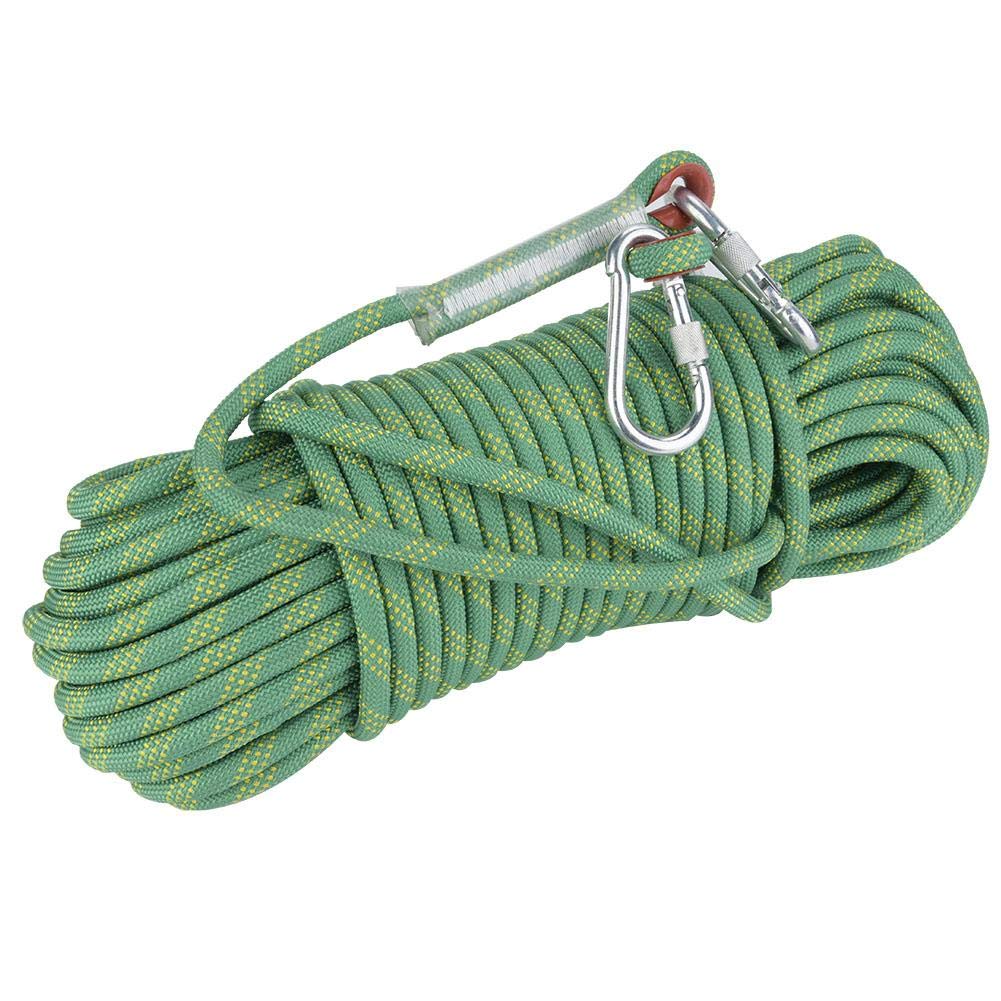 Fafeims 30 m 12 mm Diameter Escape Rope Static Climbing Survival Rope Safety Rope for Outdoor Activities (Green)