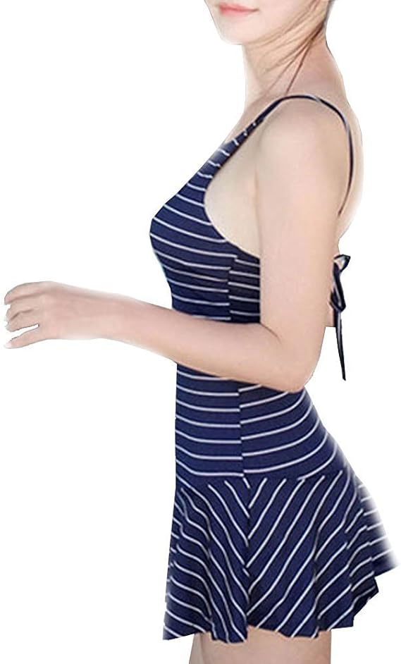Amazon 熊本の宝箱レディース 水着 ワンピース ボーダー 清楚 上品 夏 全２色 グレー ネイビー ワンピース 通販