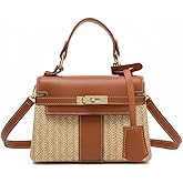 Maycred Straw Woven Women's Purse Vacation Box Handbag, Beach Crossbody Bag,Fashion Summer Shoulder Beach bags