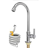 Cold Water Faucet Only, High Arc Single Handle One Hole Faucet for Kitchen Garden Bar Outdoor Boat Camper(Free Cold Water Supply Lines)