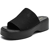 Women's Platform Heeled Mules Sandals Comfortable Slip on Block Chunky Heels Party Dress Shoes Black 43US9.5