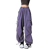 TSMNZMU Womens Baggy Cargo Pants Casual Hiking Trousers Loose Fit Parachute Pants Y2K Hight Waist Mutil Pocket Trousers