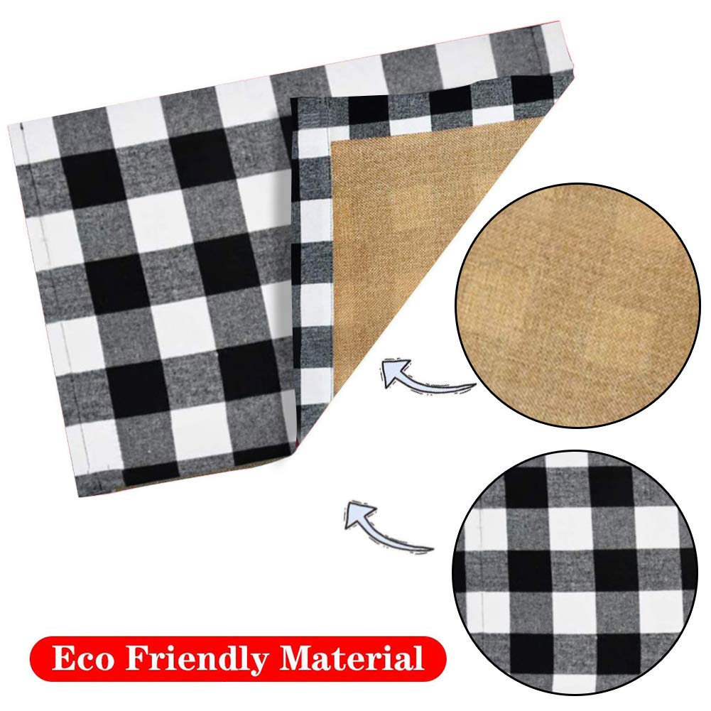 HAKACC 6 PCS Christmas Holiday Placemats Buffalo Plaid Placemats White Black Reversible Placemats for Christmas Holiday Birthday Party Table Home Decoration