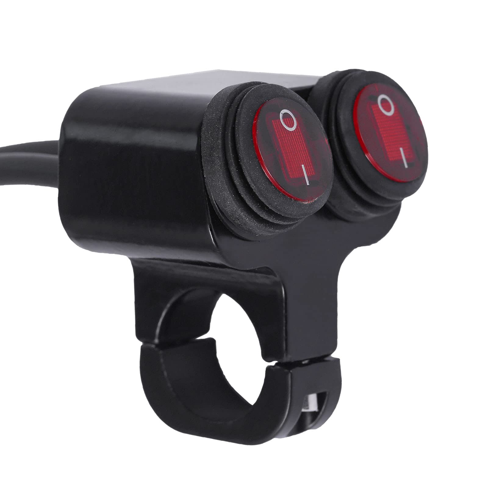 Photo 1 of Stylemafia Waterproof Motorcycle ATV 7/8? Light Bar Switch?Handlebar Double Control Kill Button Switch?Headlight Spotlights Hazard Brake Fog Light ON Off Switches 12v 16A (Red)