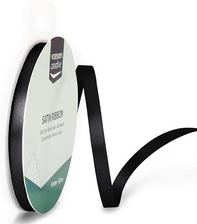 Vaessen Creative Satin Ribbon Black 6mm x 10m Double-Sided Shine