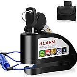 Candado Moto, 110dB Antirrobo Candado de Disco con1.5M Cable Enrollado y Candado Bolsa