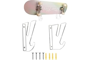 WANLIAN Skateboard Hanger Wall Mount, Horizontal Skateboard Wall Mount Display Rack with Hooks for Snowboards, Longboards, Penny Boards (Clear)
