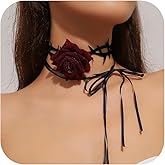 Nojess Flower Choker Necklaces for Women Gothic Rose Flower Choker Necklace Elegant Vintage Black Floral Collars Halloween Vampire Cosplay Party Costume Accessory