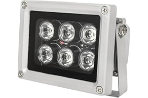UQISOVI Night Vision IR Illuminators 940nm Invisible 6-LEDs Infrared Light IP65 Water-Resistant Outdoor Floodlight for Security Cameras (940nm IR, 15° Angle for 16mm Lens)