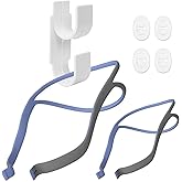 Replacement Headgear Compatible with ResMed AirFit P10 Nasal Pillow Mask, CPAP Headgear Strap 2Packs,Includes 1 Pairs Adjustment Clips and 1 Pieces Hose Hanger