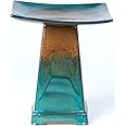 Alfresco Home Zen Aqua Ceramic Bird Bath, Large, Brown/Atlantis Blue