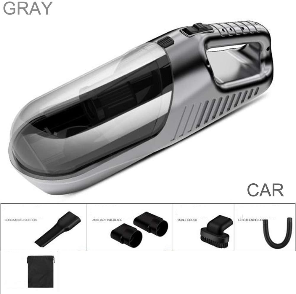 Car Handheld Vacuum Cleaner, Portable Mini Cordled Hand Held Vac, Wet & Dry Silent Hand Vac (color : GRAY)