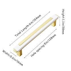 Kcmwsy 5 Pack White and Gold Cabinet Pulls Kitchen