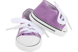 MSYO Cute Canvas Shoes for 18-Inch Dolls, Available in 10 Colors, Low-Top Doll Canvas Sneakers with Laces for 18 Inch Dolls, Match for 18 Inch Boy or Girl Dolls - Lavender, Purple