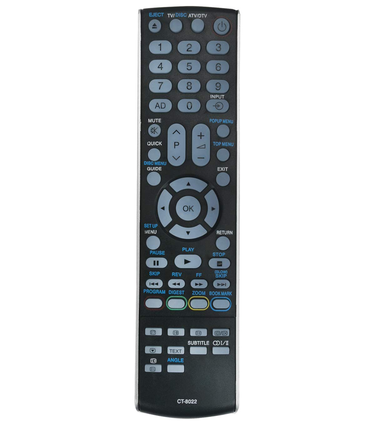 VINABTY CT-8022 Replacement Remote Control Fit for Toshiba TV Sub CT-90374 CT90374 CT8022 32DB833 42DB833 32DB833G 42DB833G