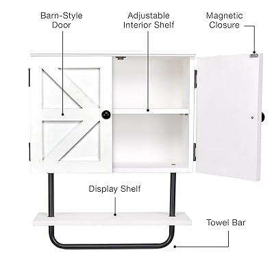 Buy Excello Global Products Barndoor Bathroom Wall Cabinet Space Saver Storage Cabinet Kitchen Medicine Cabinet With Adjustable Shelf And Towel Bar White Online In Tunisia B08lk2g46y