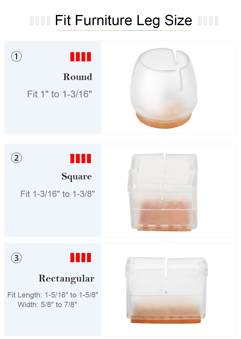 Chair Leg Caps,Mocofo Furniture Protective Leg Tips Wood Floor Protectors,Silicone Caps with Felt Pads,Chair & Table Feet Glides Fit Round Diameter From 1\