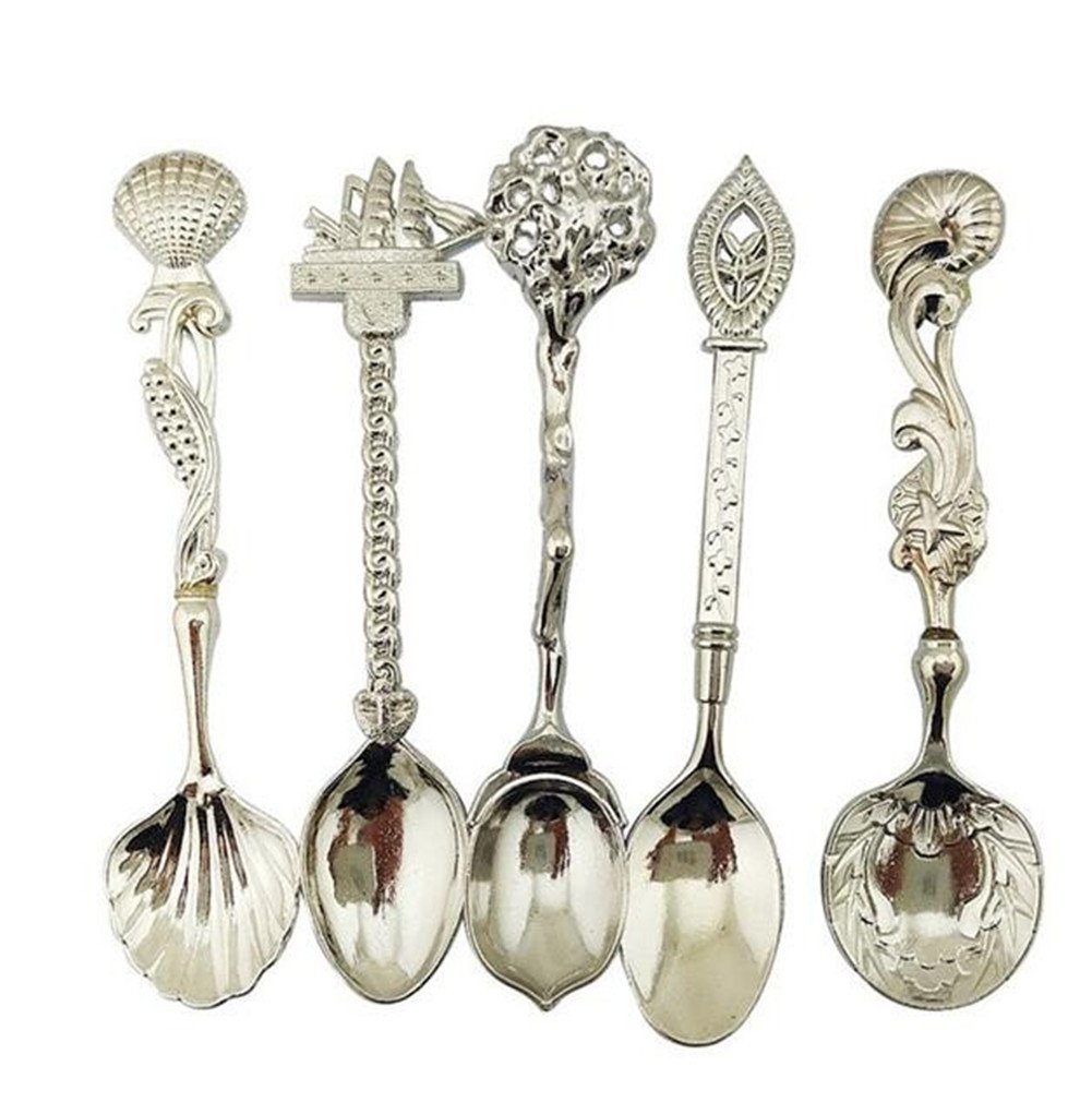 Amazon.com: 5pcs/set Vintage Royal Style Bronze Carved Small Coffee Tools Tableware Cutlery Kitchen Dining Bar Tools (golden): Kitchen & Dining