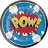 Creative Converting 324836 96 Count Dessert/Small Paper Plates, Superhero Slogans