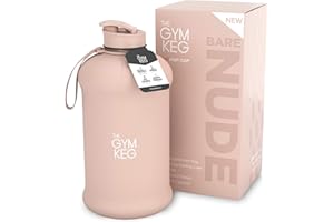 THE GYM KEG Sports Water Bottle (2.2 L) Insulated | Half Gallon | Carry Handle | Big Water Jug For Sport | Large Reusable Water Bottles | Ecofriendly, Tritan BPA Free Plastic, Leakproof (Bare Nude)