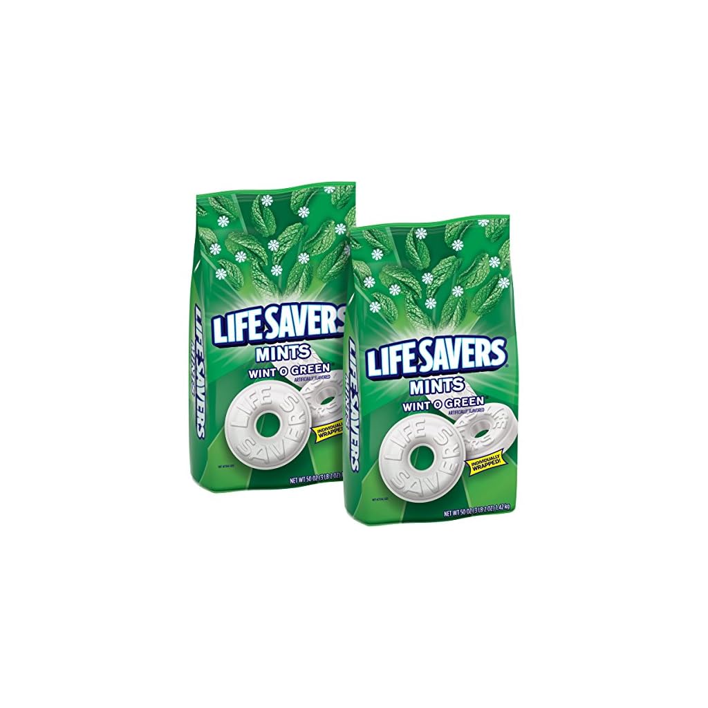 LIFE SAVERS Mints WintOGreen Hard Candy, Party Size Bag, 50 Ounce, Pack of 2 Sugar Wars