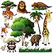 Wild Safari Animal Wall Stickers for Nursery Playroom | Jungle Theme Peel & Stick Lion Giraffe Colorful Kids Wall Decal by Dekosh