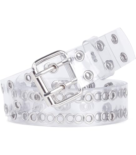 INOGIH Plastic-Grommet-Belt Clear-Waist-Belt with Pin-Buckle for