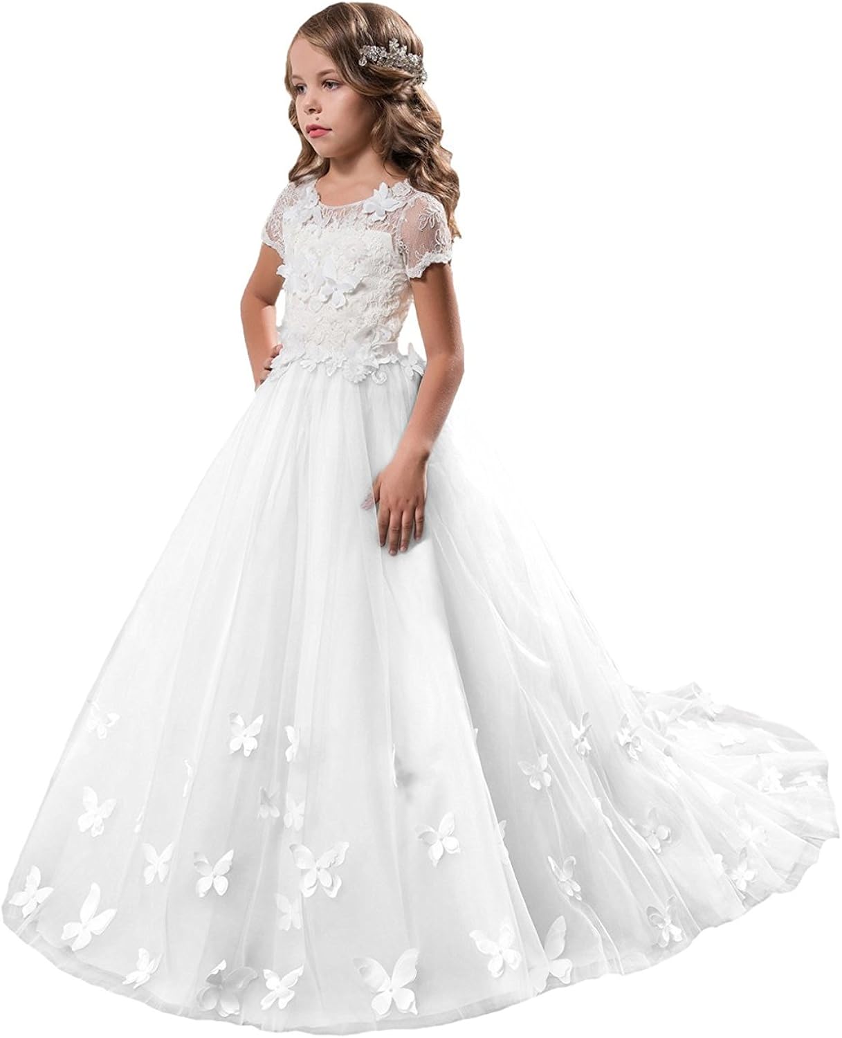lace bodice flower girl dress