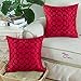 CaliTime Contempo Decorative Throw Pillow Cover Faux Silk Two-tone Circles Rings Chain Embroidered 18 X 18 Inches Deep Red