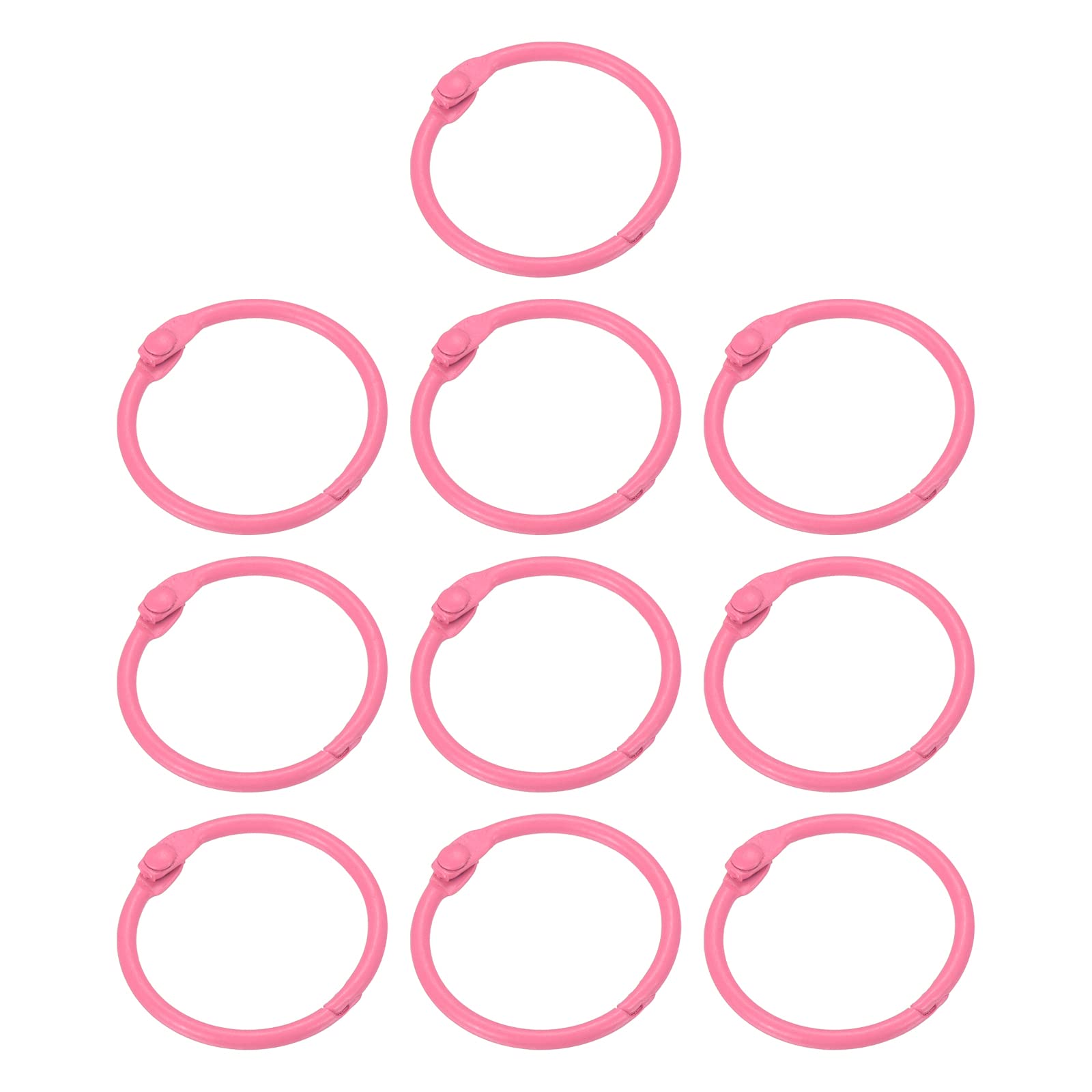 PATIKIL Loose Leaf Binder Rings 1 Inch, 10 Pack Metal Flash Card Book Binding Rings for Key Chain Index Card Scrapbooks, Pink — image 1