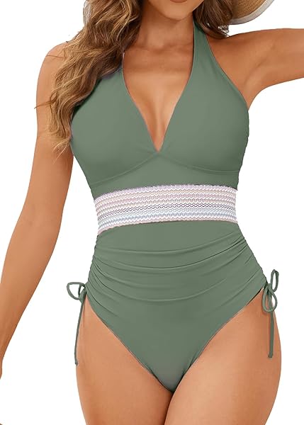 EAGERBUY WOMEN TUMMY CONTROL SWIMSUITS ONE PIECE SLIMMING...