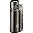 Cobber Torch Cigar Lighter, Windproof Lighter for Smoking Triple 3 Jet Flame Refillable Butane Cigar Lighter with Cigar Punch Gray