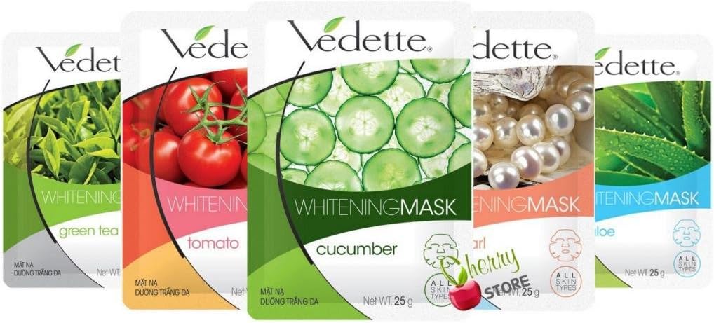 Vedette Nourishing Whitening Moisturizing Anti Aging Facial Mask Sheet Skin Care 7 Pack