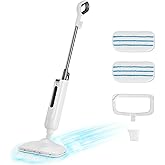 Sweetcrispy Steam Mop for Floor Cleaning,Lightweight Floor Steamer Cleaner for Hardwood/Tile/Laminate Floors Carpet, 2 Washable Pad,White and Grey