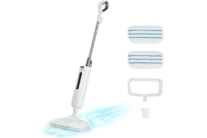 Sweetcrispy Steam Mop for Floor Cleaning,Lightweight Floor Steamer Cleaner for Hardwood/Tile/Laminate Floors Carpet, 2 Washable Pad,White and Grey