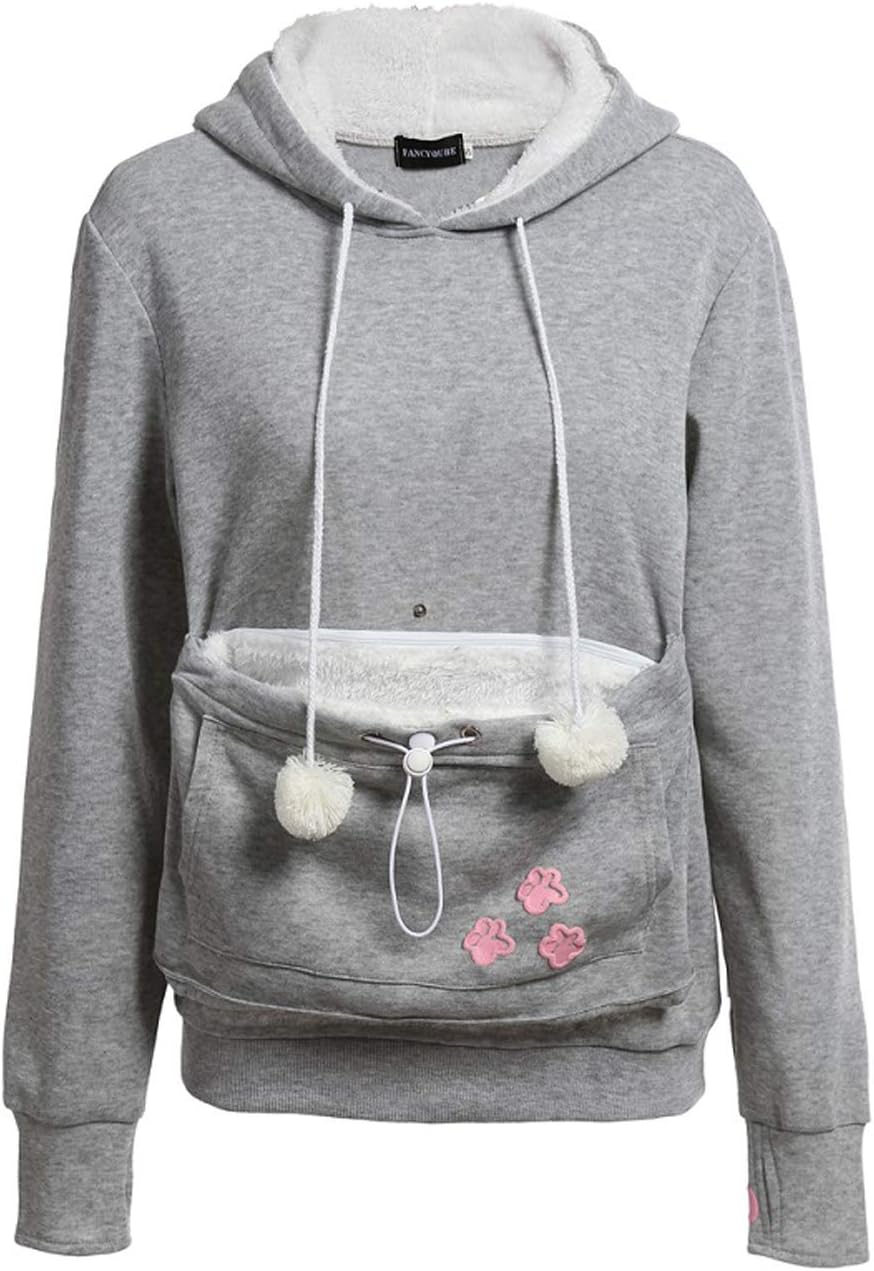Bangerdei Women's Kangaroo Pouch Pet Holder Carrier Hoodie Cat Dog Sweatshirt
