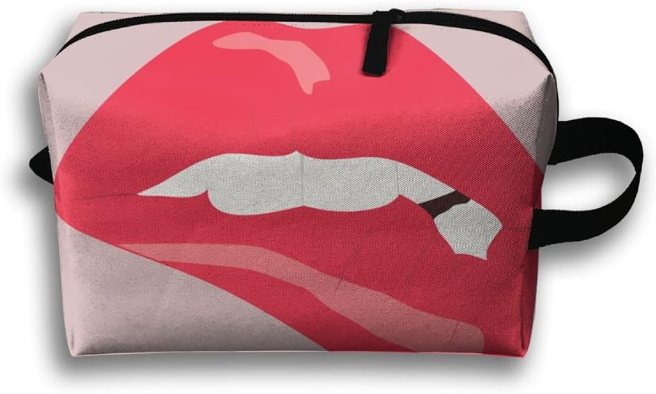 Leisue Women Sexy Kiss Mouth Lip Cosmetic Bag Zipper Makeup Accessories Pouch Toiletries Bags Pen Pencil Power Lines Travel Cases Hanging Documents Handbag