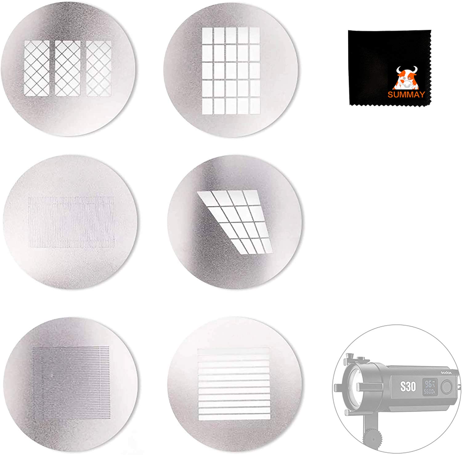 GODOX S30 Color Filter SA09-004 GOBO Set for Godox S30 LED Focusing Video Light (SA09-04)