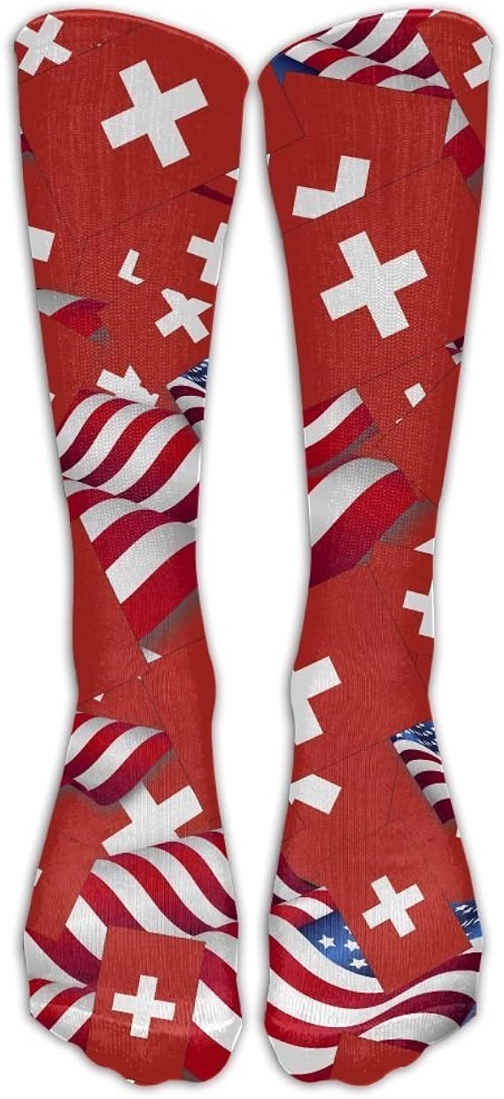 Switzerland Flag With America Flag Compression Socks