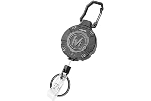 MAILETO 1 Pack Heavy Duty Retractable Keychain ID Badge Reels Retractable Carabiner Badge Holder with 31.5” Steel Cord, 9.0 oz