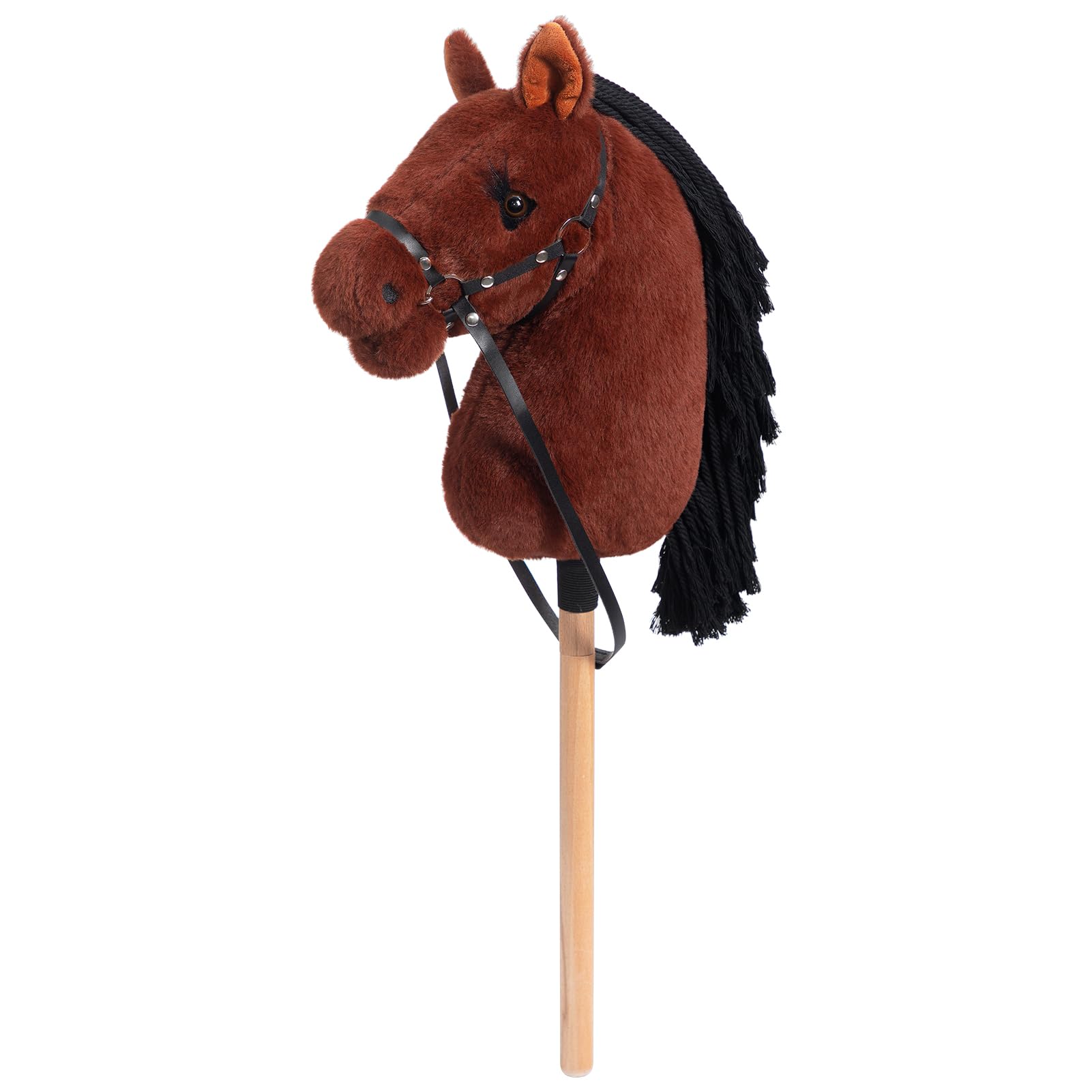 BEJOY Stick Horse Hobby Horse Toy, Horse on a Stick with Halter and Reins, Simulated Eyelashes, Hobby Horsing Gift for Children Girls, Big Hobby Horse, Thoroughbred Red Bay