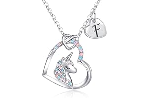 STORUP Unicorn Gifts for Girls Necklace - Heart Initial Unicorn Necklace for Girls Jewelry Initial Necklaces for Girls Gifts Birthday Gifts for Girls Unicorn Gifts