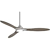 MINKA-AIRE F868L-BN Sleek 60" 3-Blade LED Ceiling Fan in Brushed Nickel Finish with Seasoned Wood Blades and an Etched Lens
