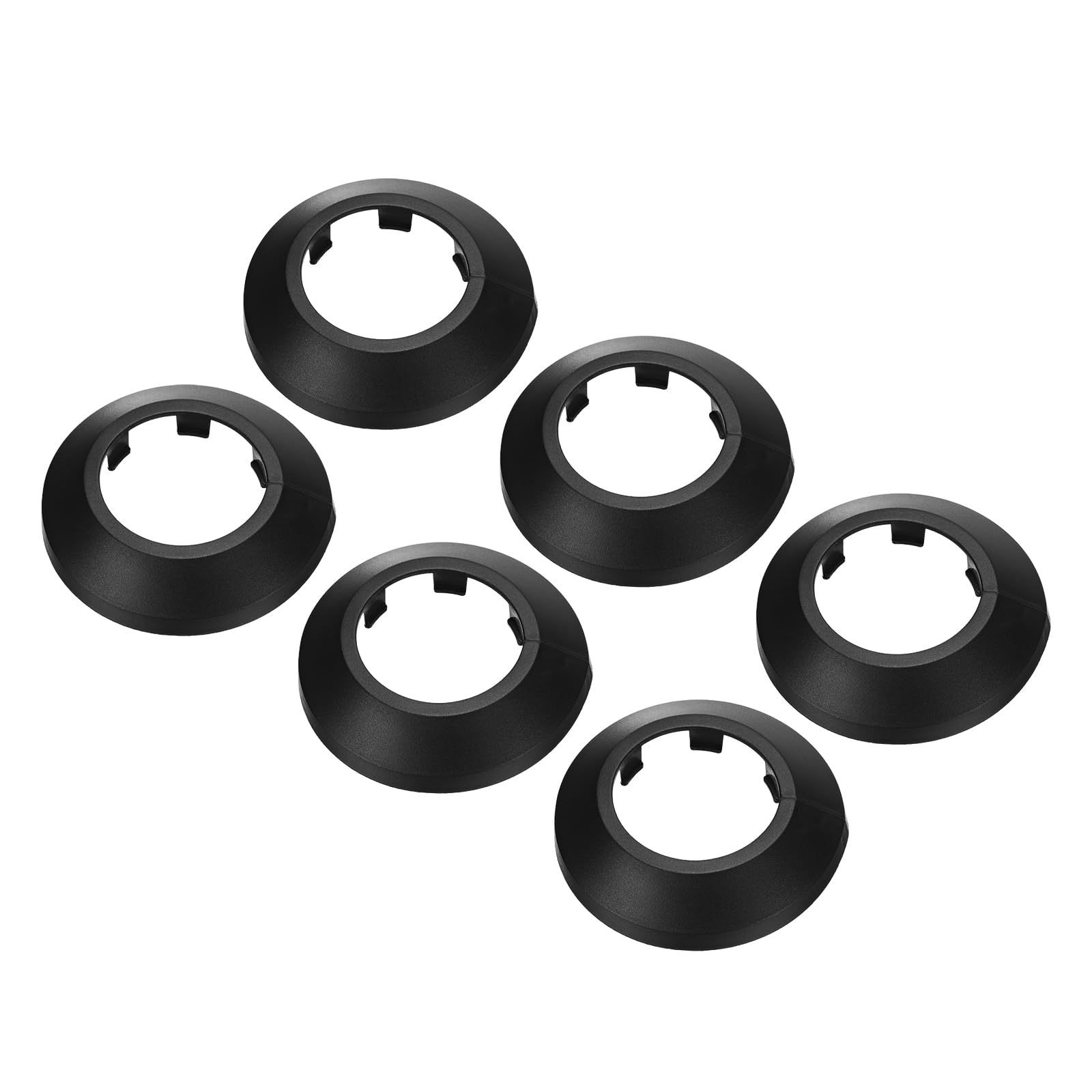 PATIKIL Water Pipe Cover Decoration Fit 1.26"/32mm, 6Pcs Flange Water Pipe PP Plastic Escutcheon Plate Collar Drain Line Cover Radiator for Wall Pipe Tube Decor, Black
