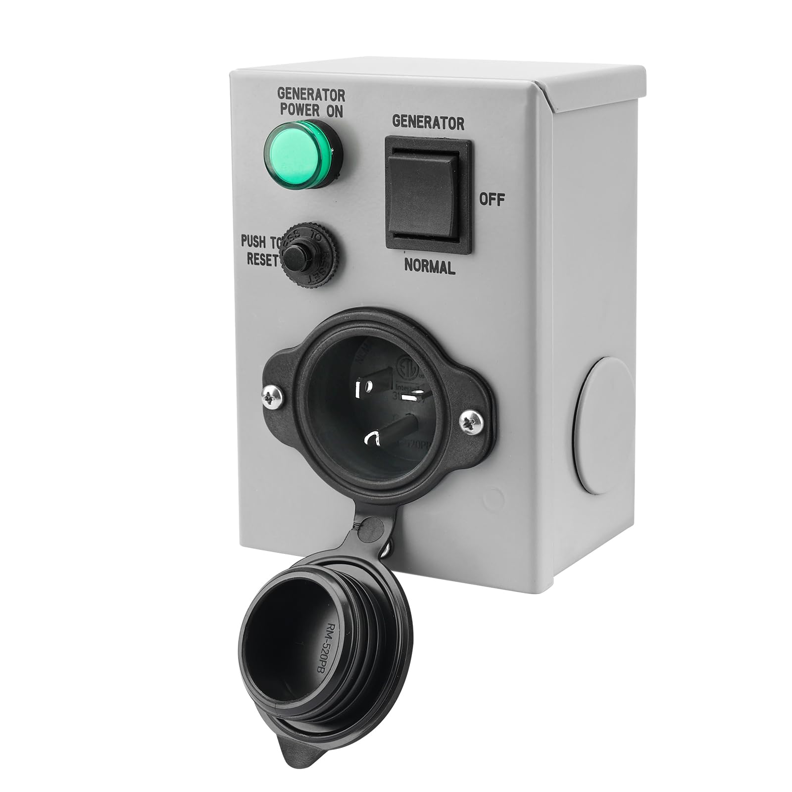 Photo 1 of Veepeak Generator Transfer Switch 20 Amp 125V, Weatherproof Manual Transfer Switcher Power Inlet Box with 5-20P Plug & Circuit Breaker, Predrilled, Indoor & Outdoor Use, ETL Listed