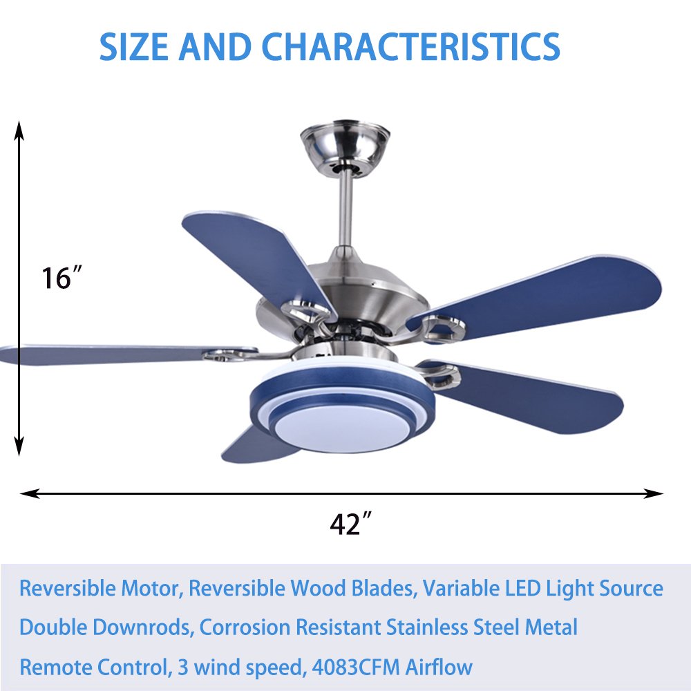 Andersonlight Alloy 42 Inch Silver Metal Indoor Ceiling Fan Light