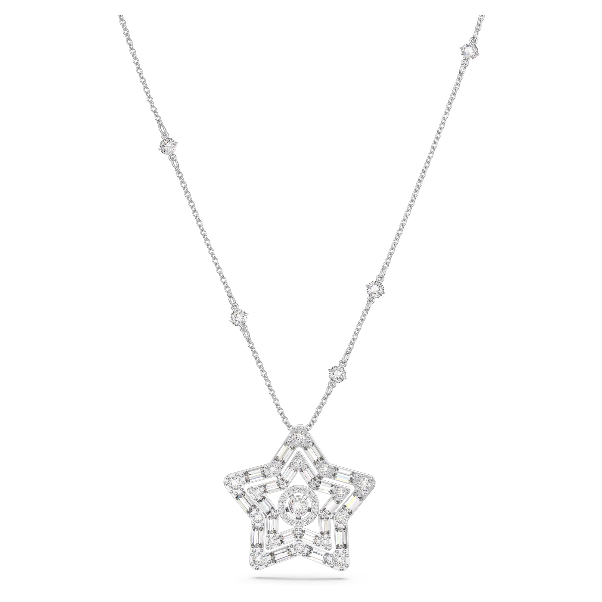 Swarovski Stella Star Necklace, White Crystals in a Rhodium Plated Setting, from the Stella Collection