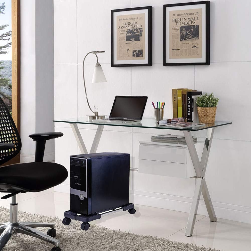 Retyion Mobile CPU Stand Adjustable Computer Tower Stand with Locking Caster Wheels Under Home Office Desk (Black) : Office Products