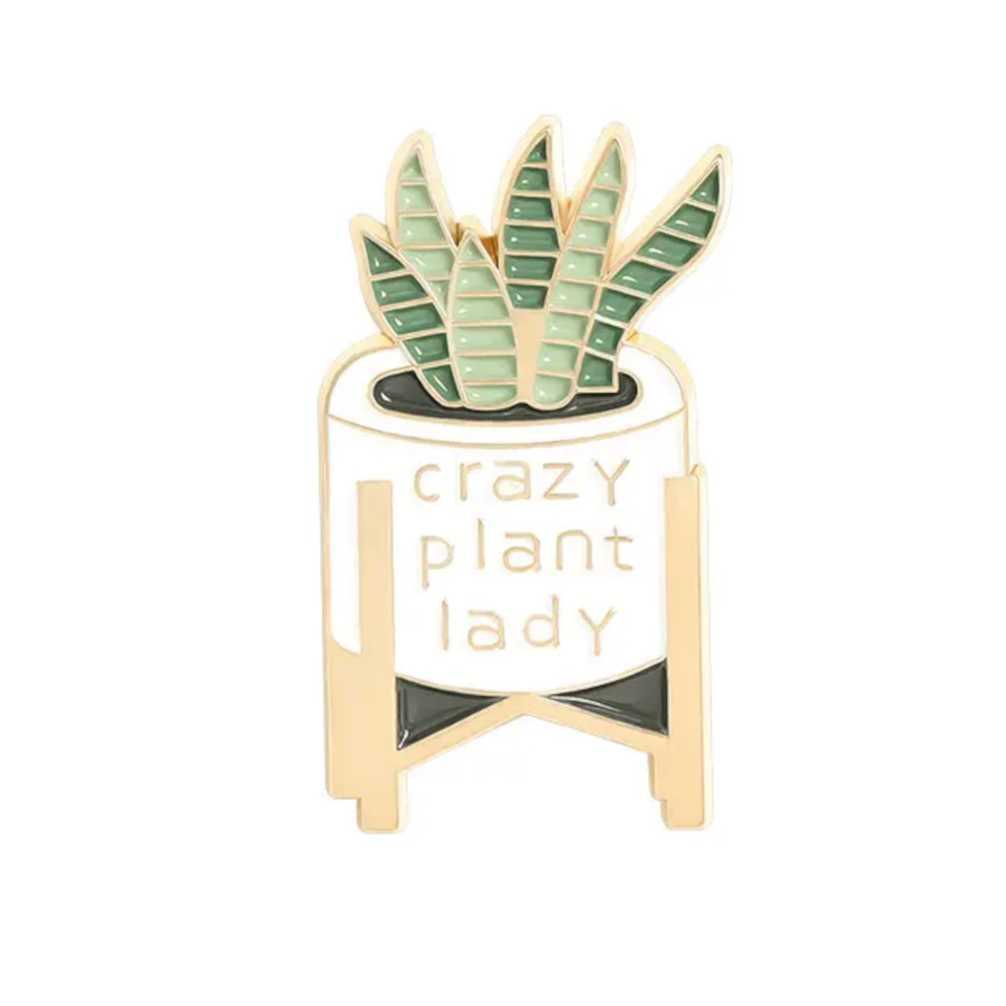 Crazy Plant Lady Badge - Multiple Styles - Cactus Pin Badge - Plant Mom Pin Badge - If I Die Water My Plants - Funny Plant Humor Badges (Crazy Plant Lady)