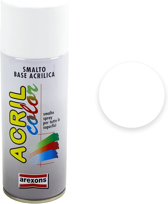 Bombola Vernice Spray Smalto Acrilico – Bianco Lucido RAL 9010, 400ml, Asciugatura Rapida